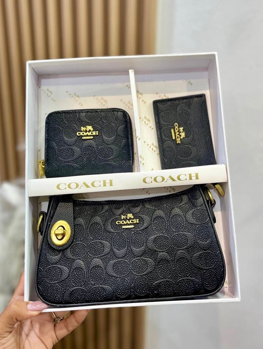Set De Cartera Coach 3 Piezas en Negro
