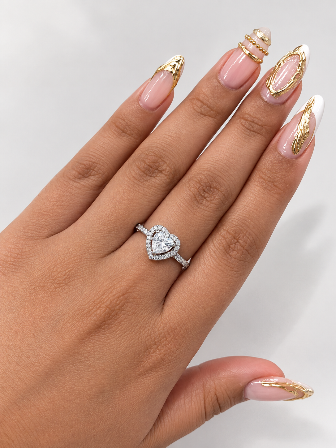 Anillo Pandora Corazón Brillante Grande Blanco