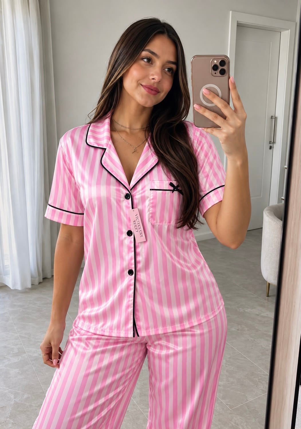 Pijama De Victoria’s Secret De Pantalón con Rayas Rosas