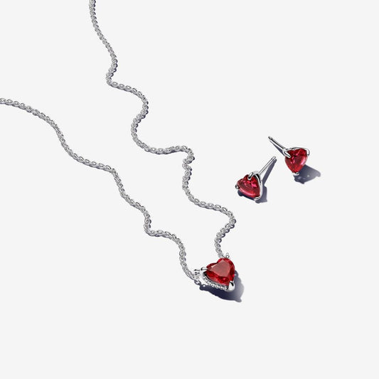 Set Pandora de Regalo Collar y Pendientes Corazón Rojo