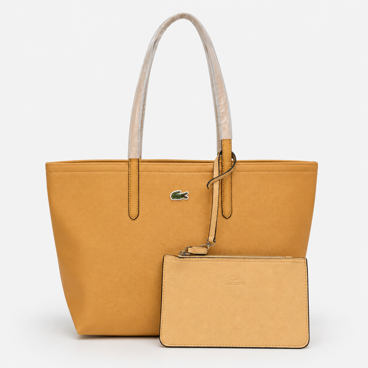 Cartera Lacoste Grande Con Bolsa De Mano De 2 Colores Naranja Y Crema