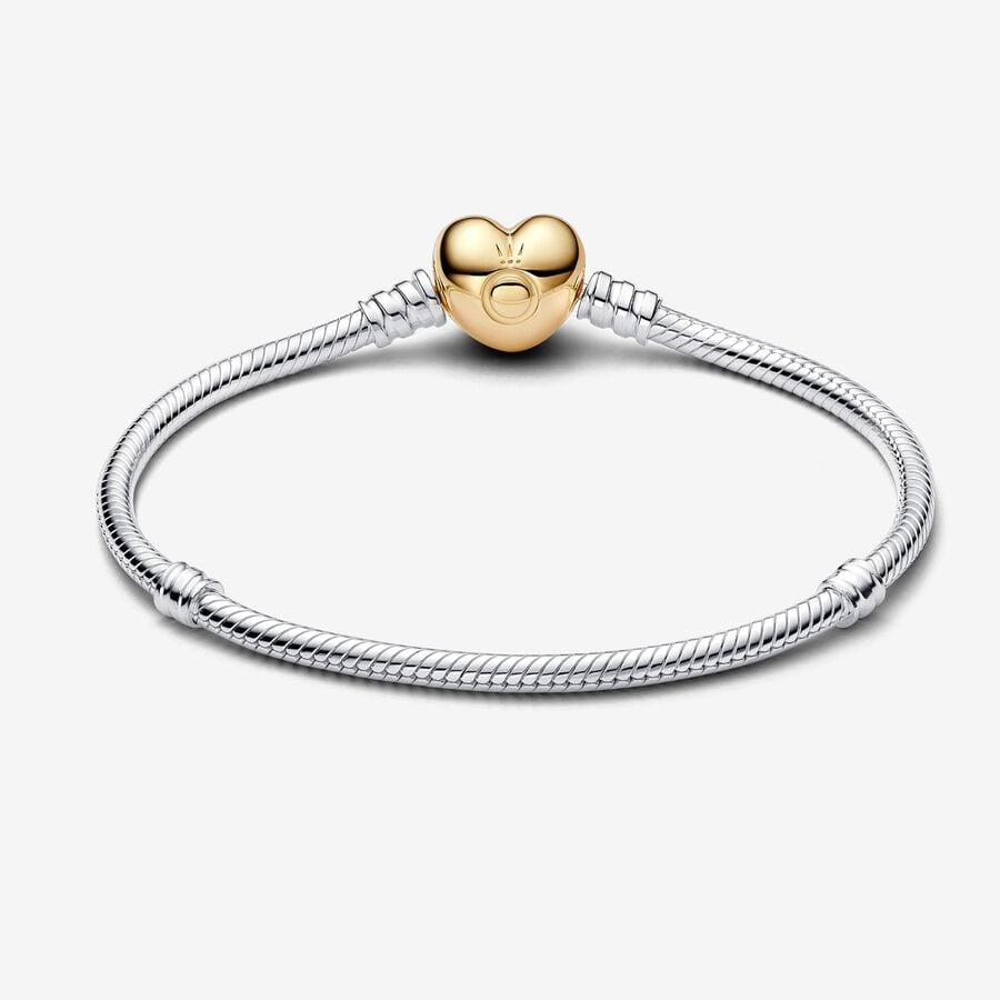 Pulsera Pandora Momentos Con Cierre de Corazón Dorado