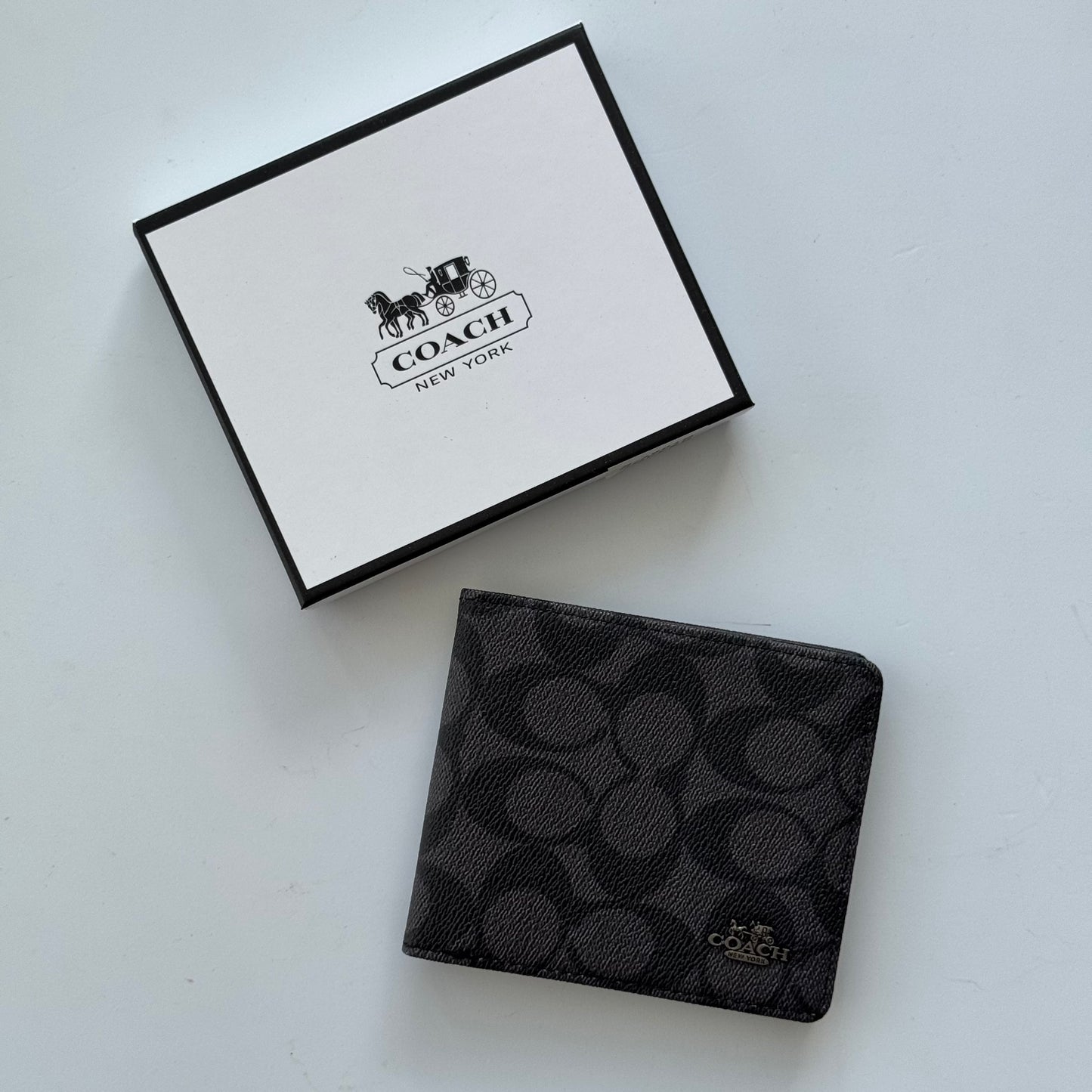 Billetera Para Caballero + Caja De Regalo Coach Negra