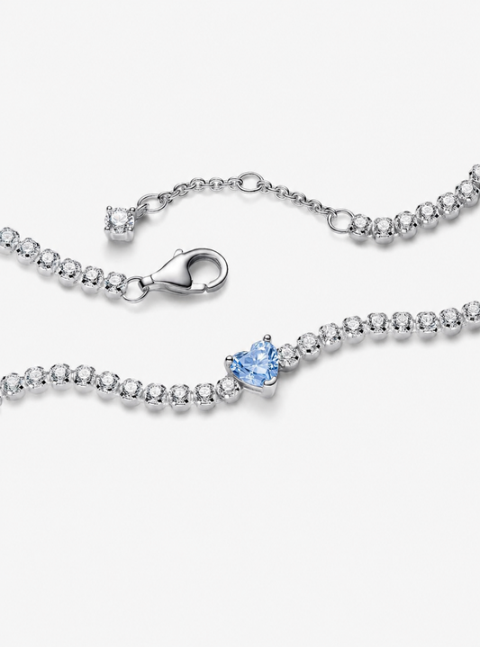 Brazalete Pandora de tenis Corazón Brillante Azul Celeste