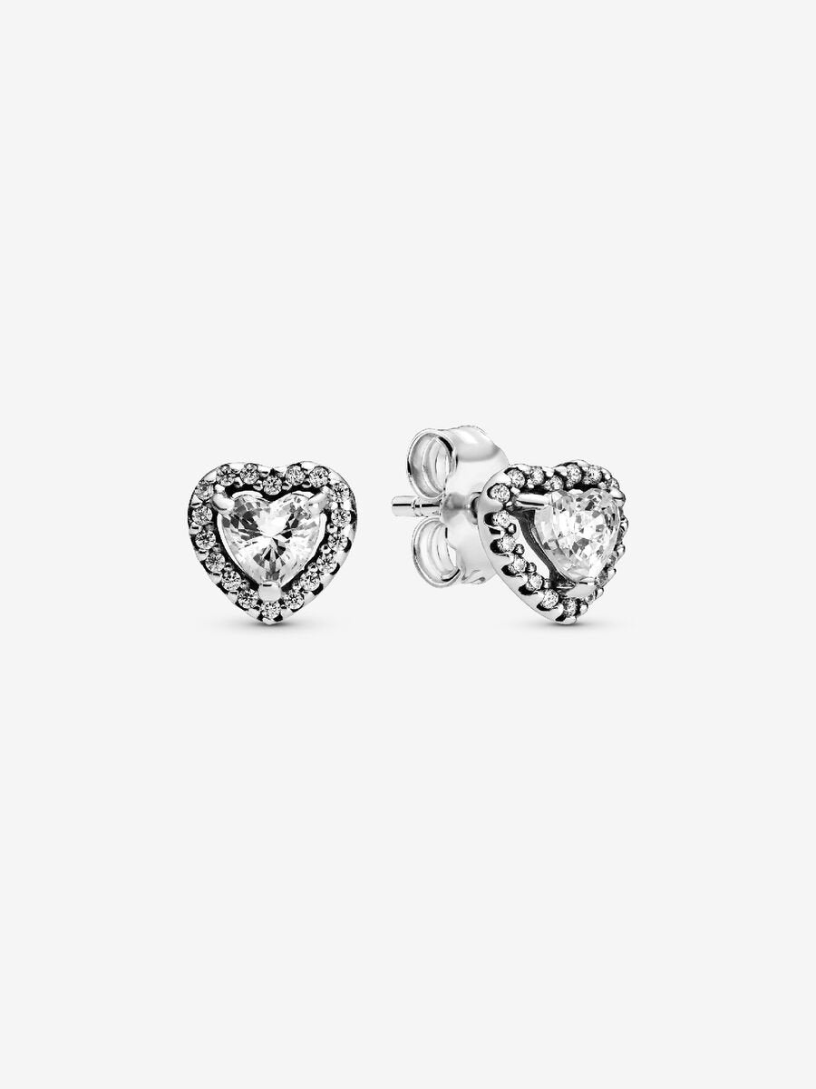 Aretes Pandora Corazones en Relieve Blanco