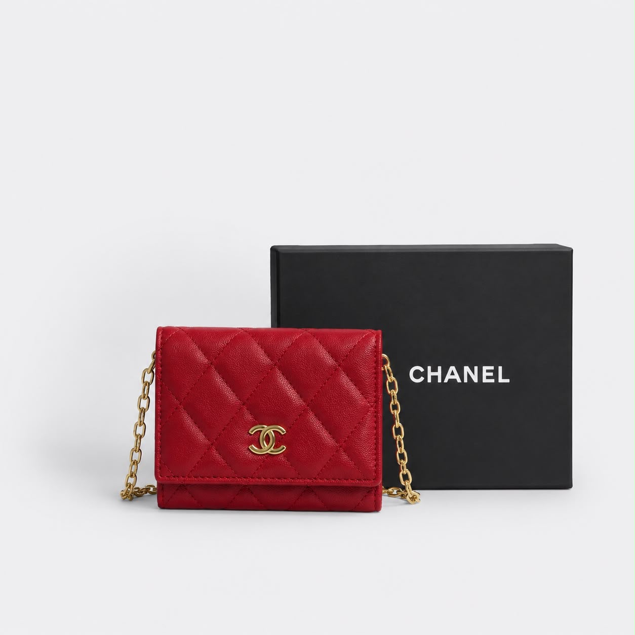 Mini Cartera Chanel Roja Con Caja