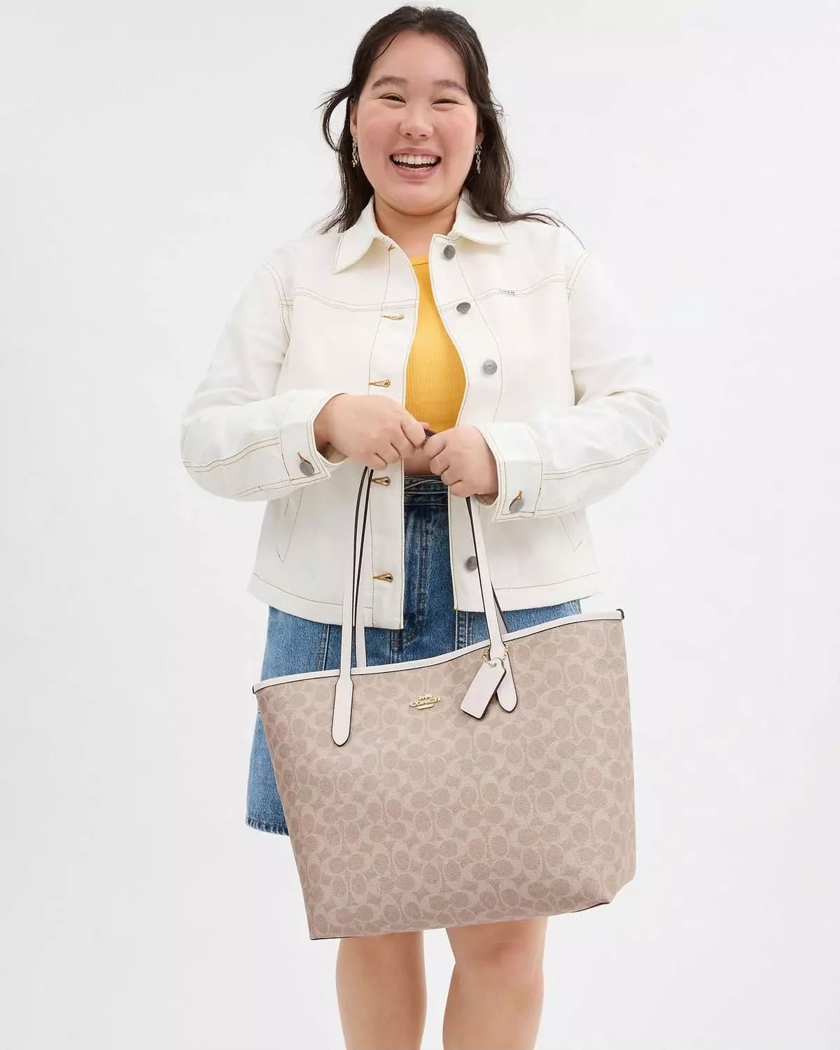 Cartera Coach Classic City Tote Bag L Con Blanco