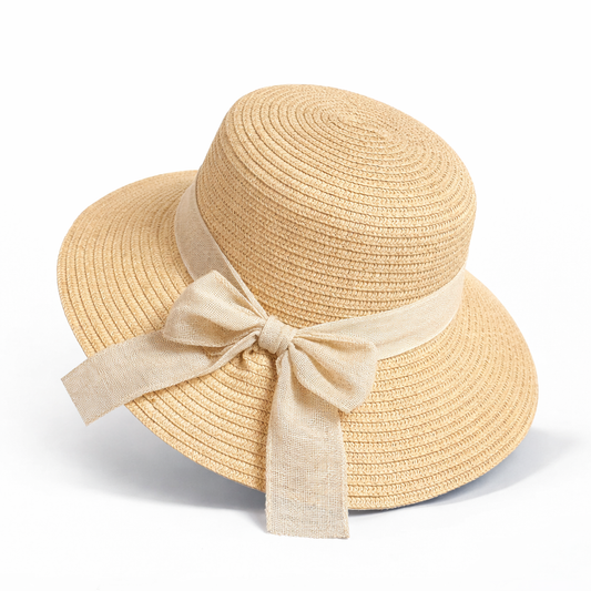 Sombrero Playero Mediano con cinta Beige