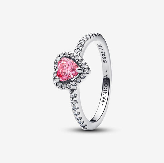 Anillo Pandora Corazón Rosa Brillante