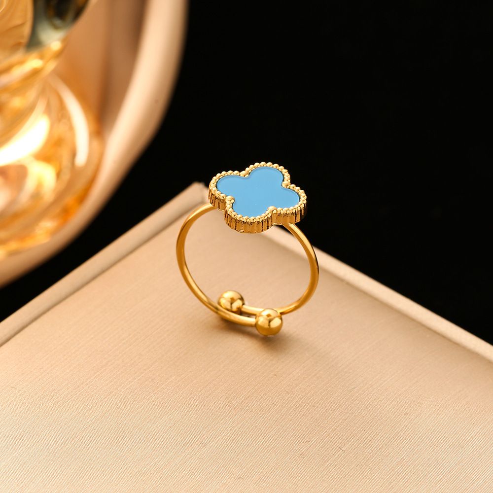 Anillo Ajustable Van Cleef Un Trébol Azul