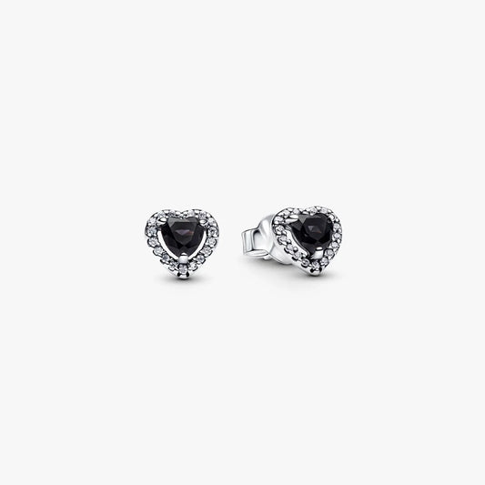 Aretes Pandora Corazones en Relieve negro
