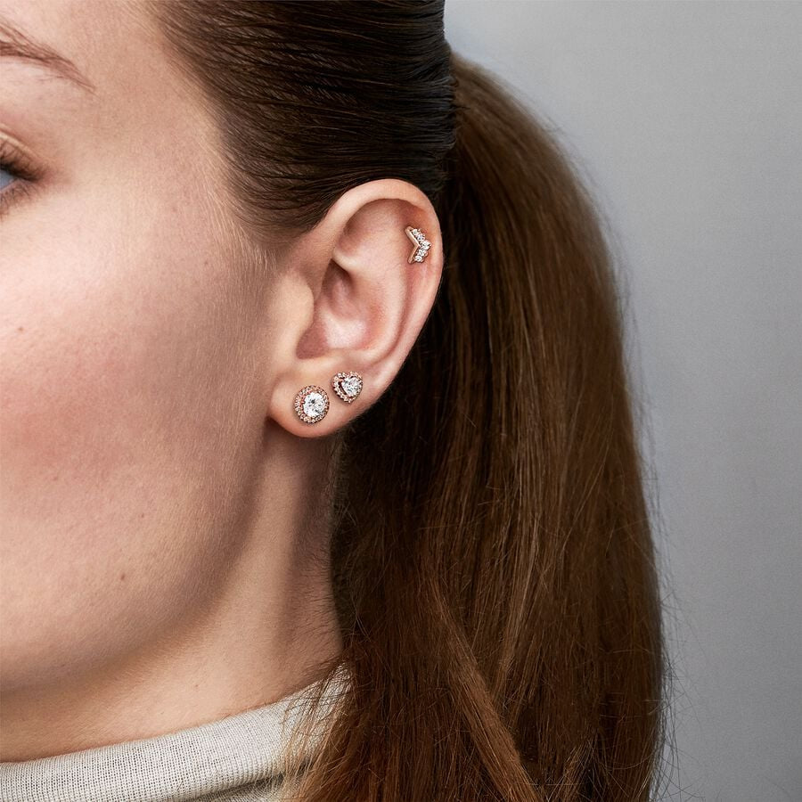 Aretes Pandora Elegancia Clásica En Rose Gold