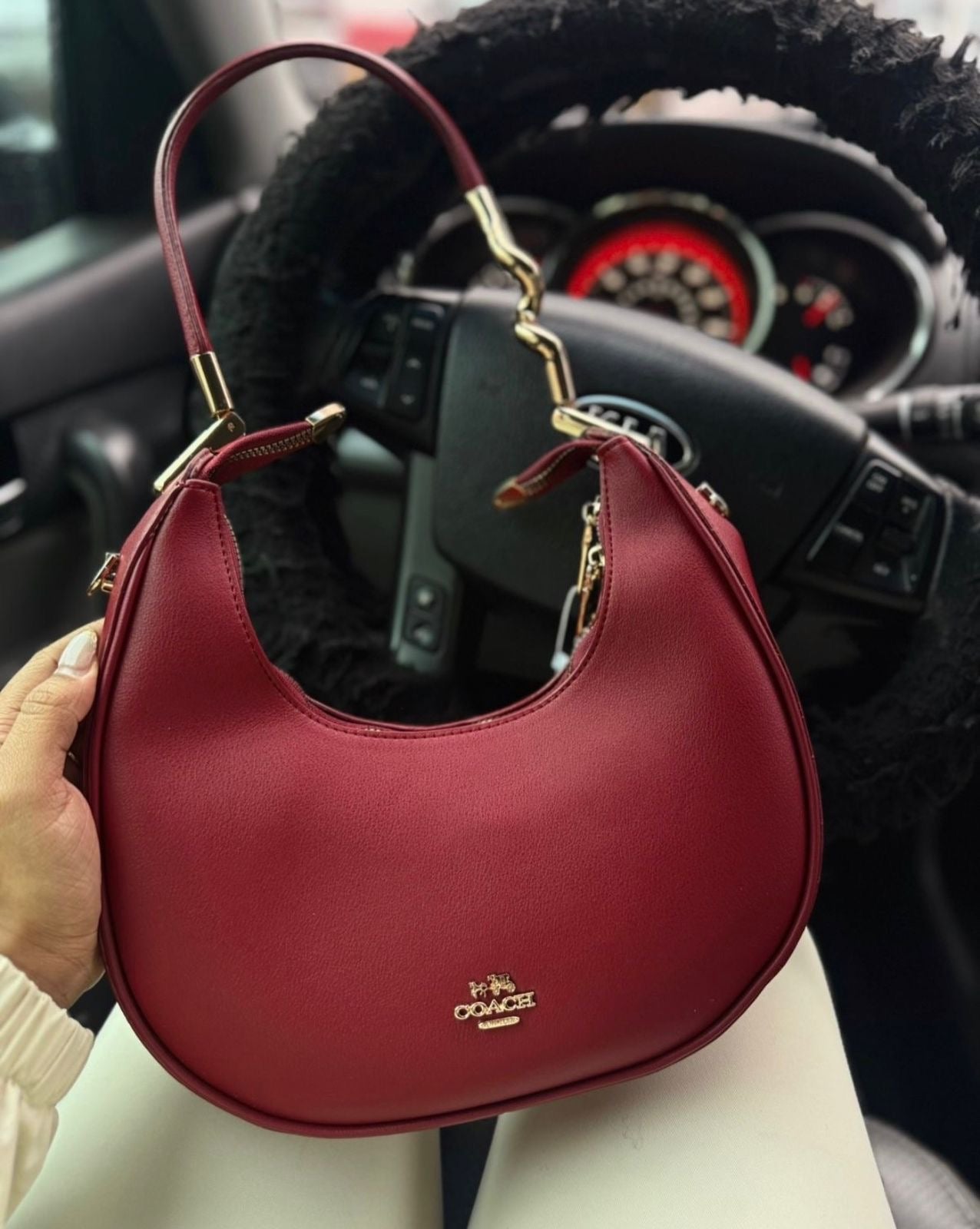 Cartera Coach Media Luna Calidad Alta Roja