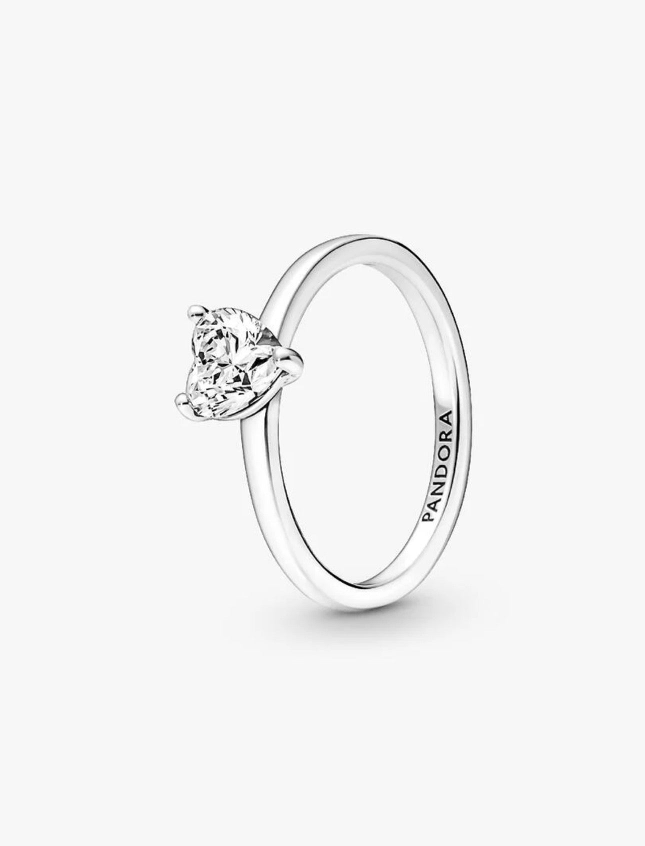 Anillo Pandora Corazón Solitario Blanco