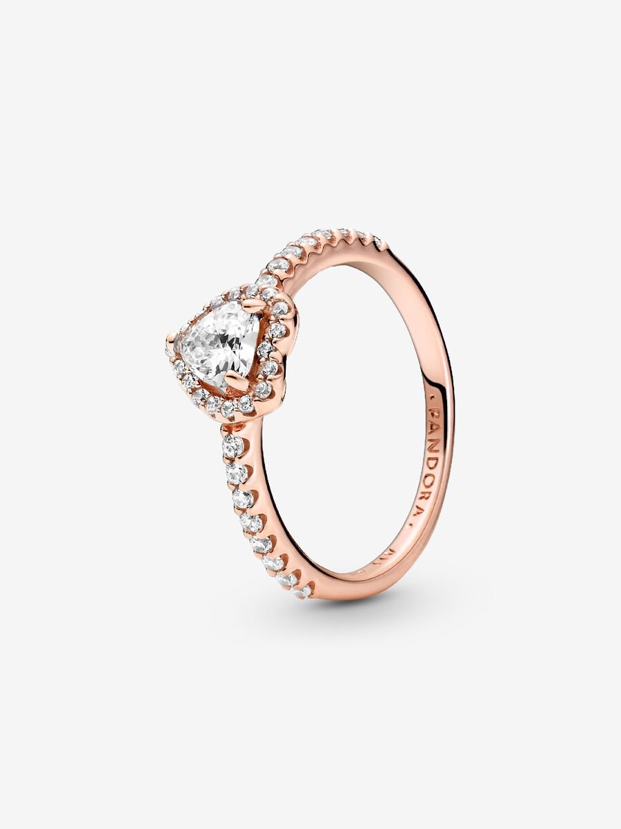 Anillo Pandora Corazón Blanco Brillante en Rose Gold