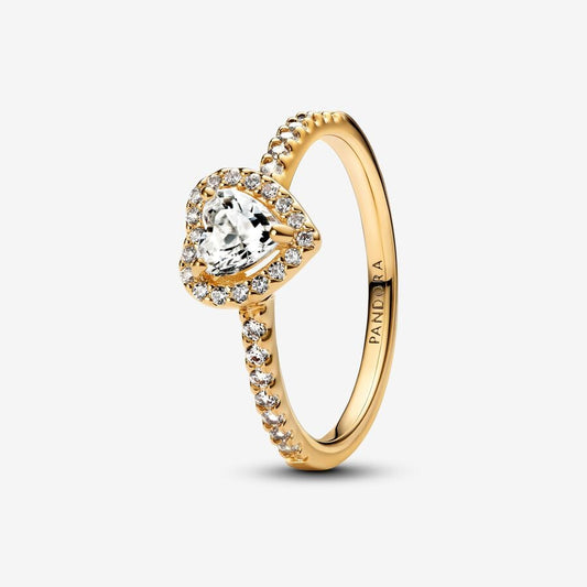 Anillo Pandora De Corazón Dorado Brillante