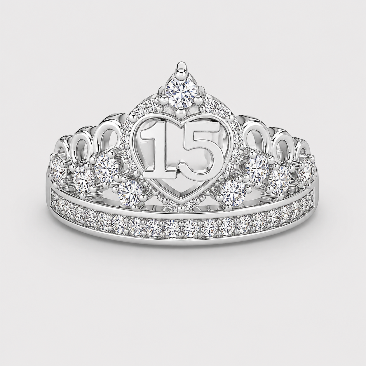 Anillo De 15 Años En Plata Modelo 1 En Blanco