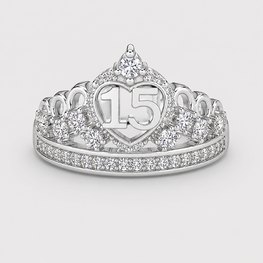 Anillo De 15 Años En Plata Modelo 1 En Blanco