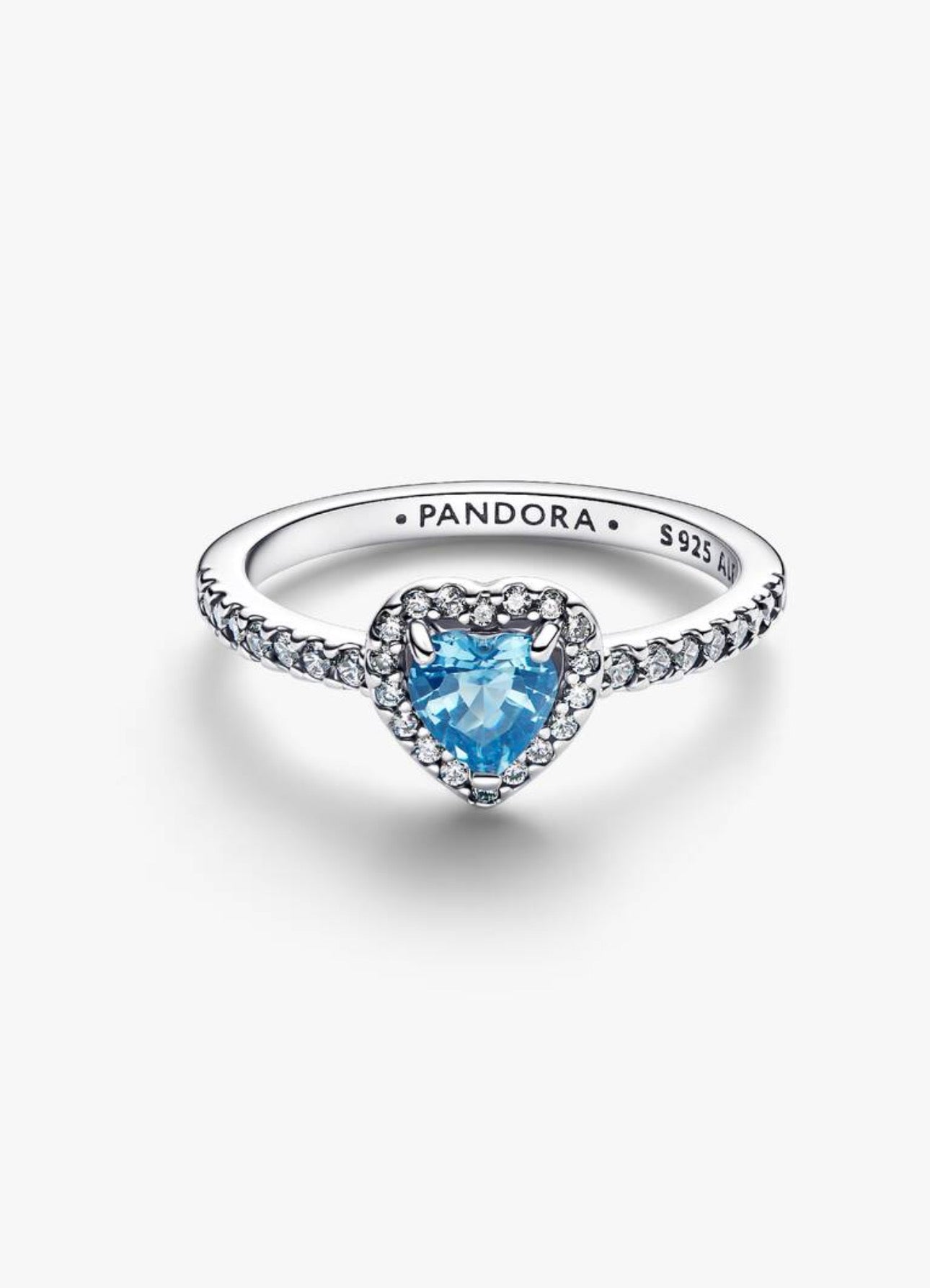 Anillo Pandora Corazón Azul Celeste Brillante