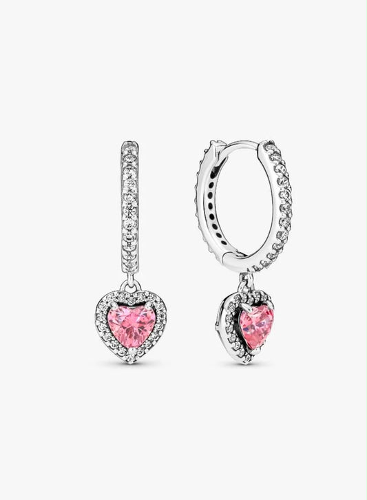 Argollas Pandora Corazón Rosado Brillante