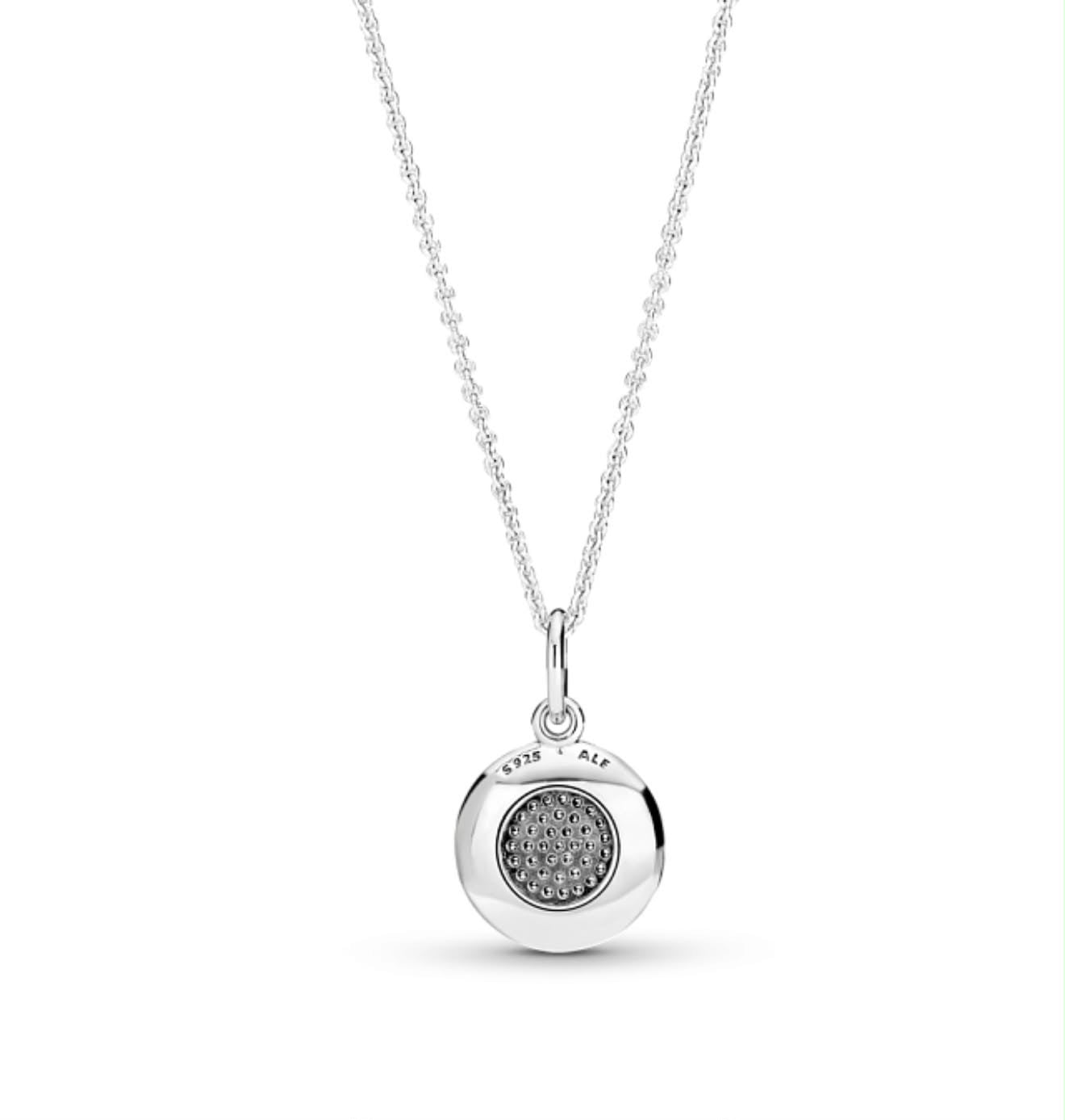 Collar Pandora Círculo Grande Con Circonias Y Logo