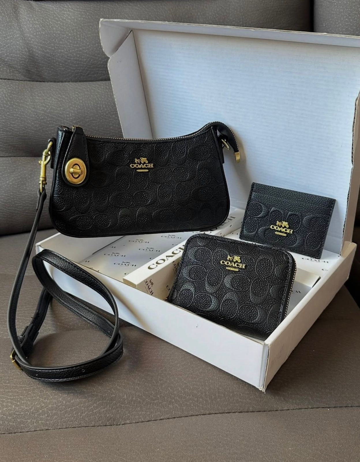Set De Cartera Coach 3 Piezas en Negro