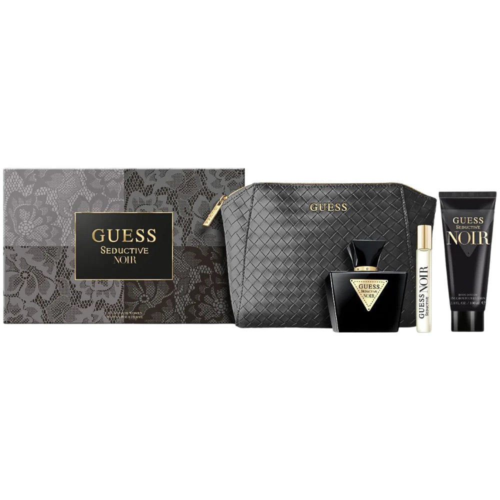SET GUESS SEDUCTIVE NOIR POUR FEMME EDT 75ML, EDT 15ML, BODY LOTION 100ML, BOLSO DE VIAJE (M)