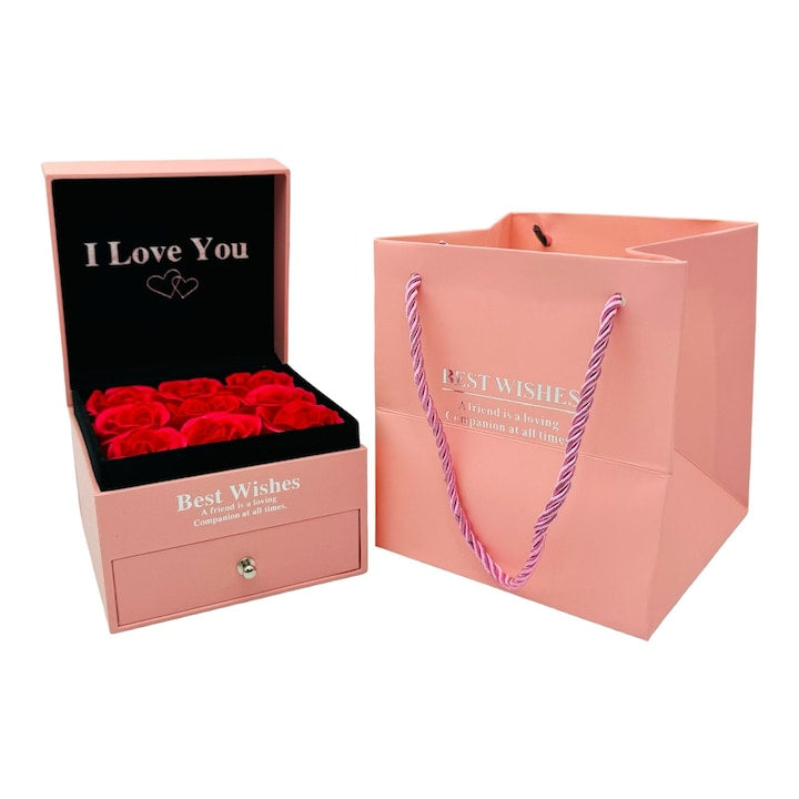 Kit De Regalo Rosado Cuadrado Con Rosas