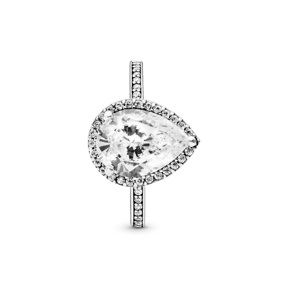 Anillo Pandora Halo de Lágrima Brillante