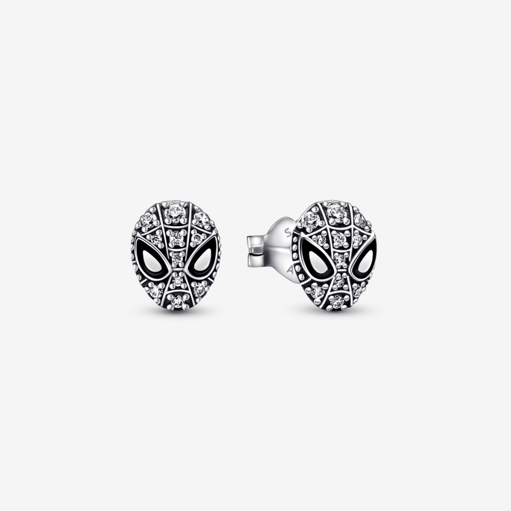 Aretes Pandora De Botón Máscara De Spiderman De Marvel