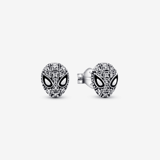 Aretes Pandora De Botón Máscara De Spiderman De Marvel
