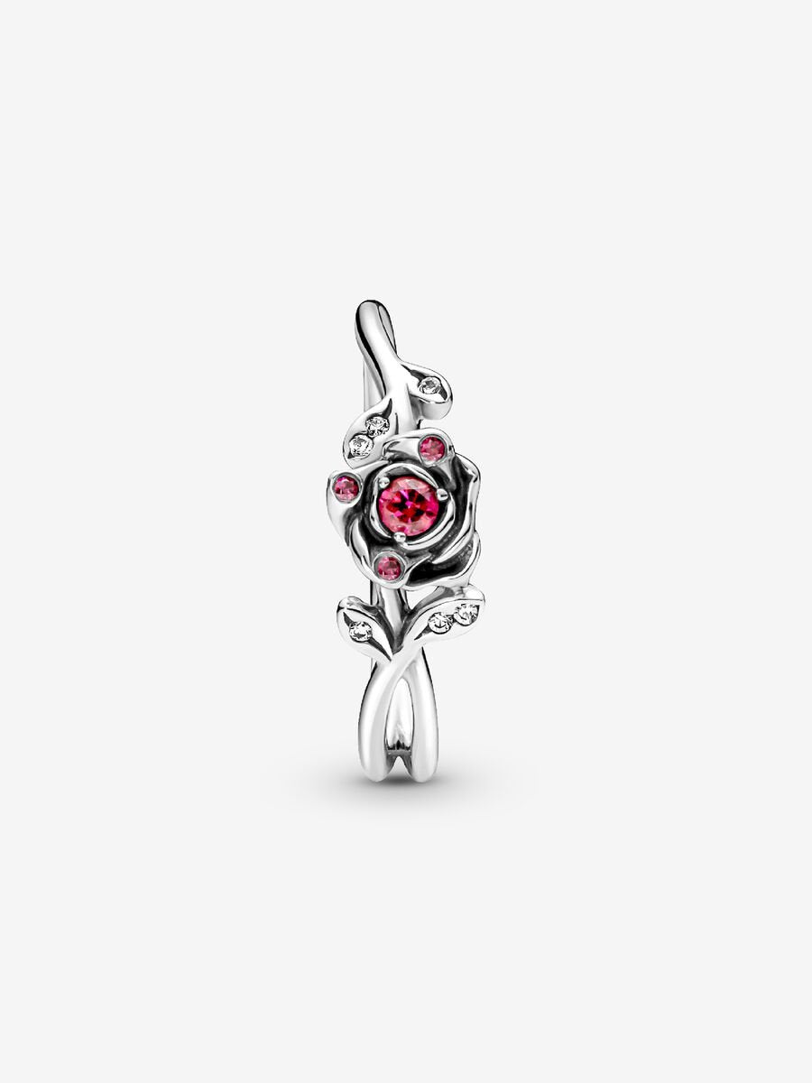 Anillo Rosa de la Bella y la Bestia de Disney Plata de primera ley