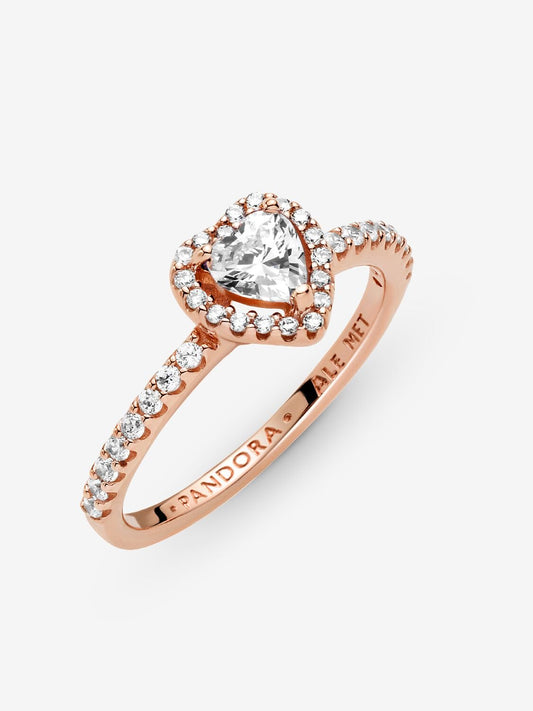Anillo Pandora Corazón Blanco Brillante en Rose Gold