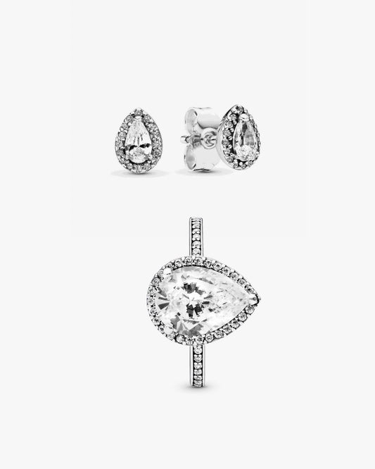 Set De Regalo Pandora Lágrima De Halo Brillante
