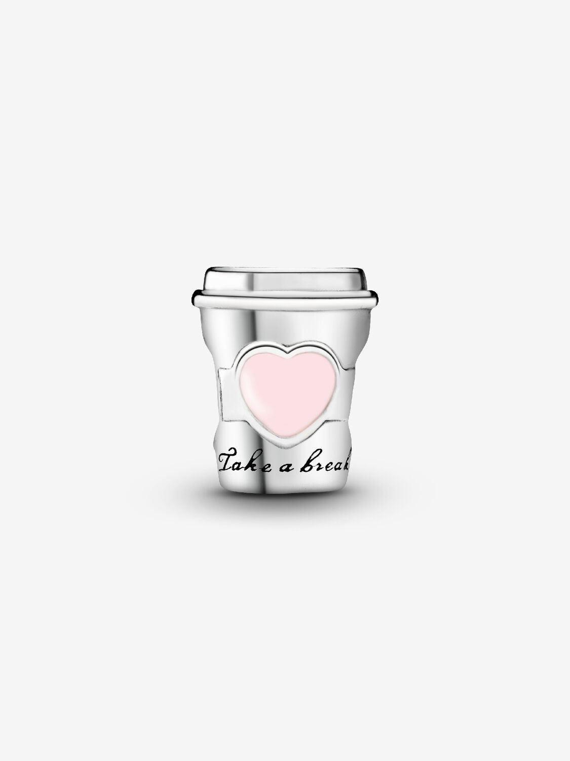 Charm Pandora de taza de café con esmalte rosa