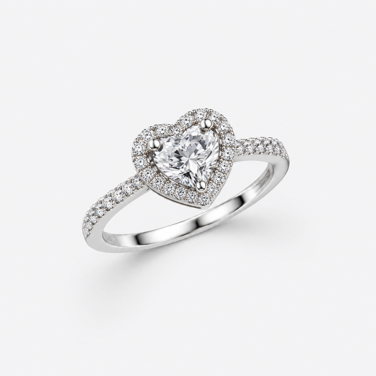 Anillo Pandora Corazón Brillante Grande Blanco