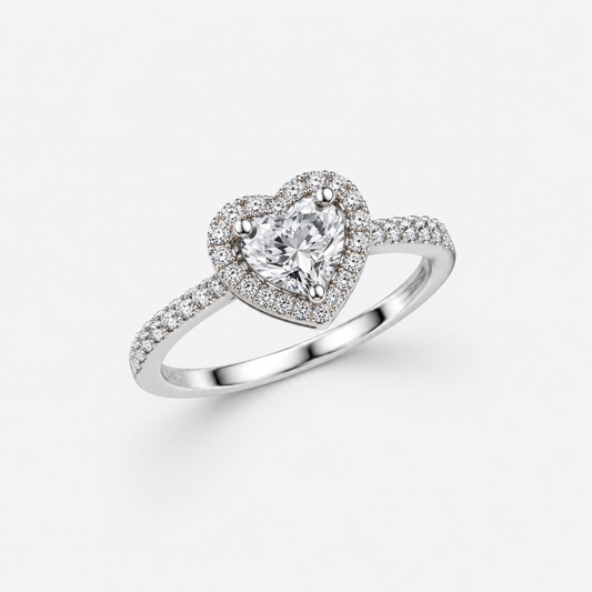 Anillo Pandora Corazón Brillante Grande Blanco