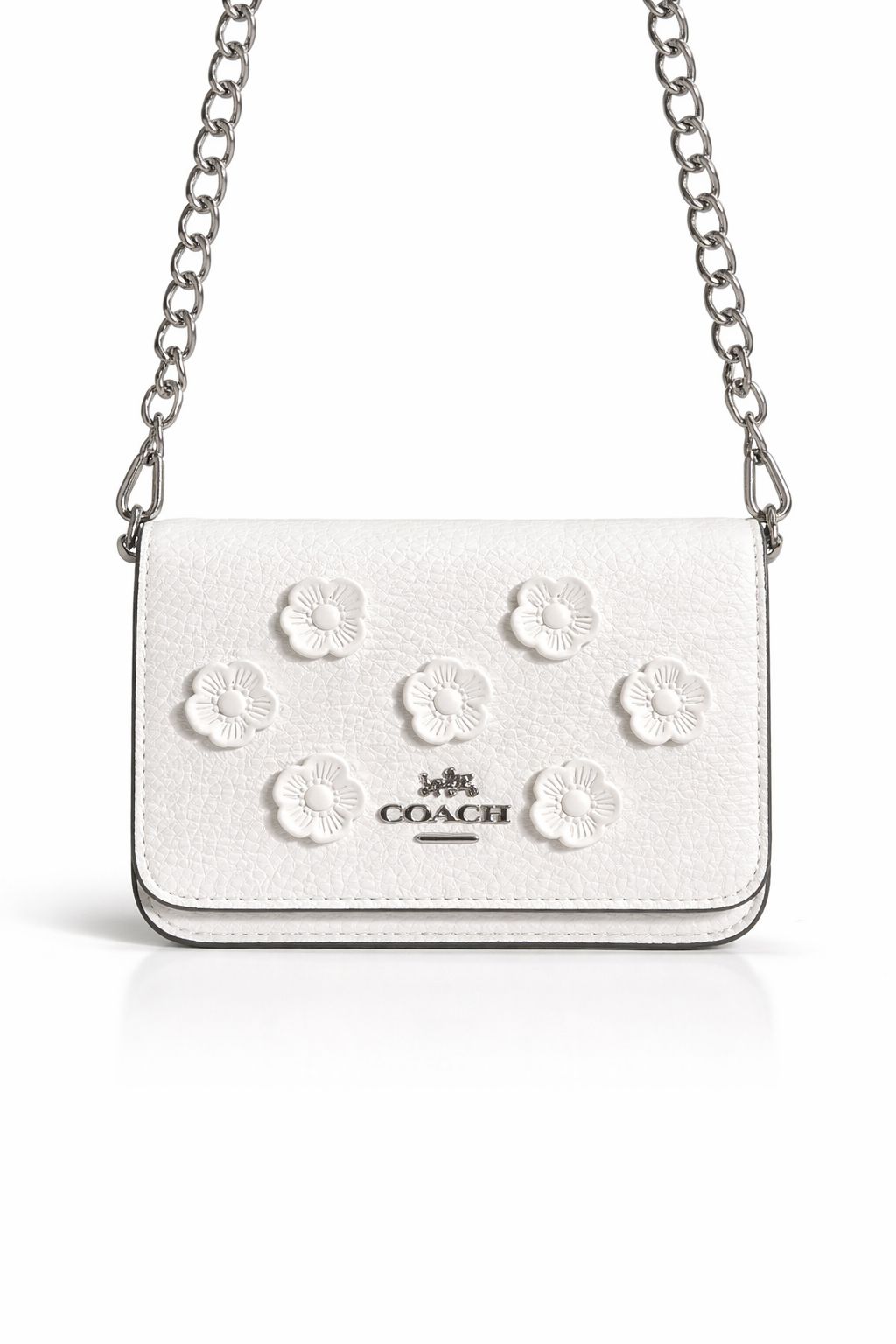 Cartera Coach Mini Blanca De Flores Con Caja