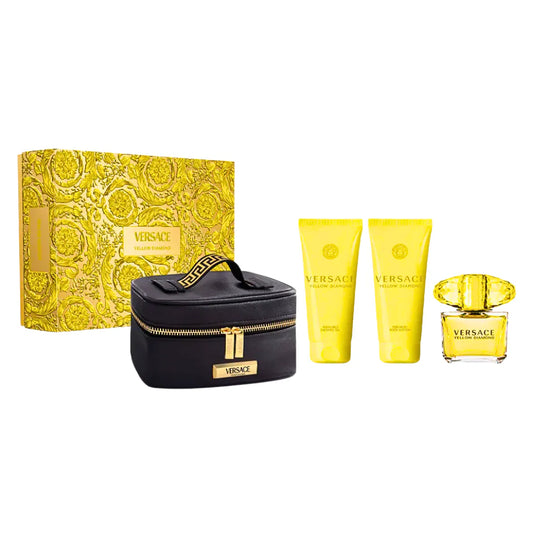 SET VERSACE YELLOW DIAMOND EDT 90ML, BODY LOTION 100ML, SHOWER GEL 100ML, COSMETIQUERA