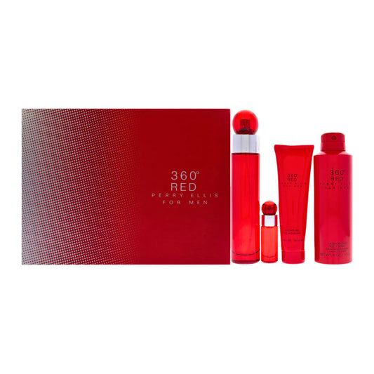SET PERRY ELLIS 360 RED FOR MEN EDT 100ML, EDT 7.5ML, SHOWER GEL 90ML, BODY SPRAY 200ML (H)