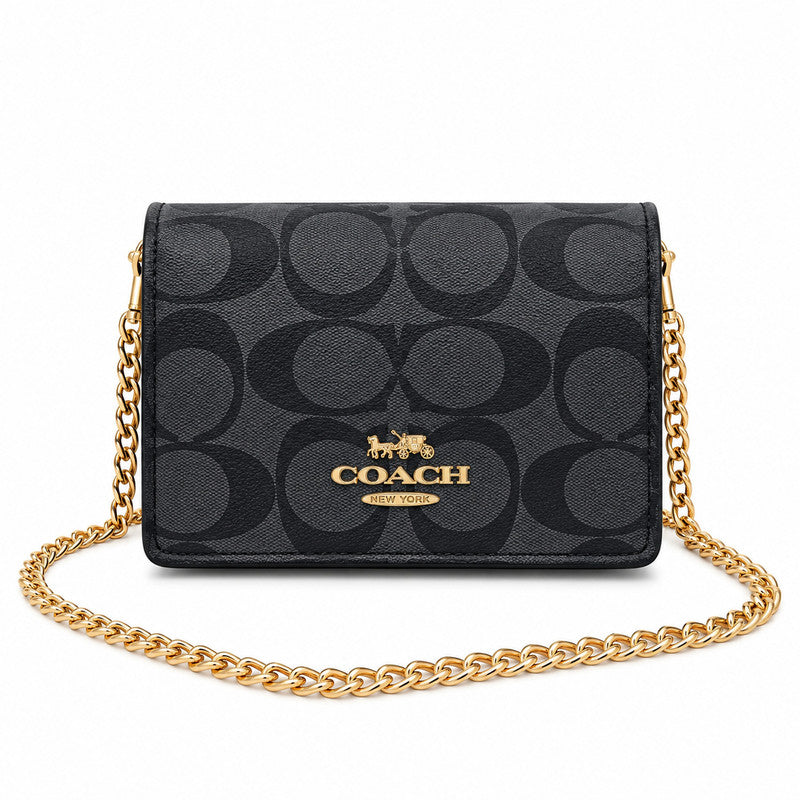 Cartera Coach Mini Gris De Cadena Con Caja