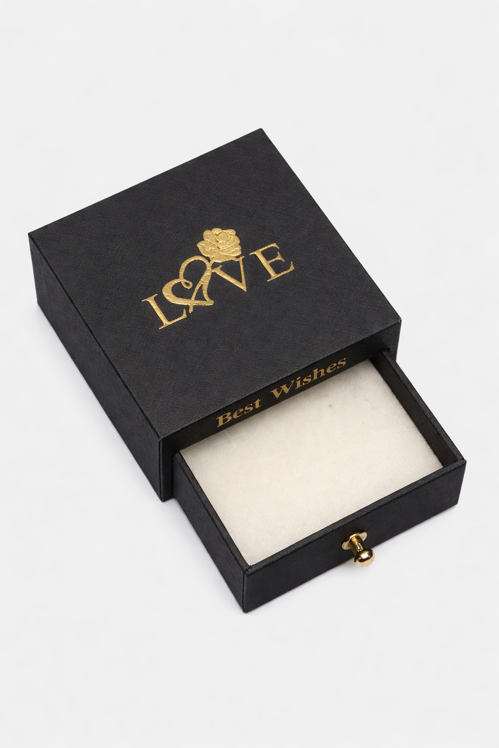 Caja Para Joyeria Rígida Con La Palabra Love Color Negro