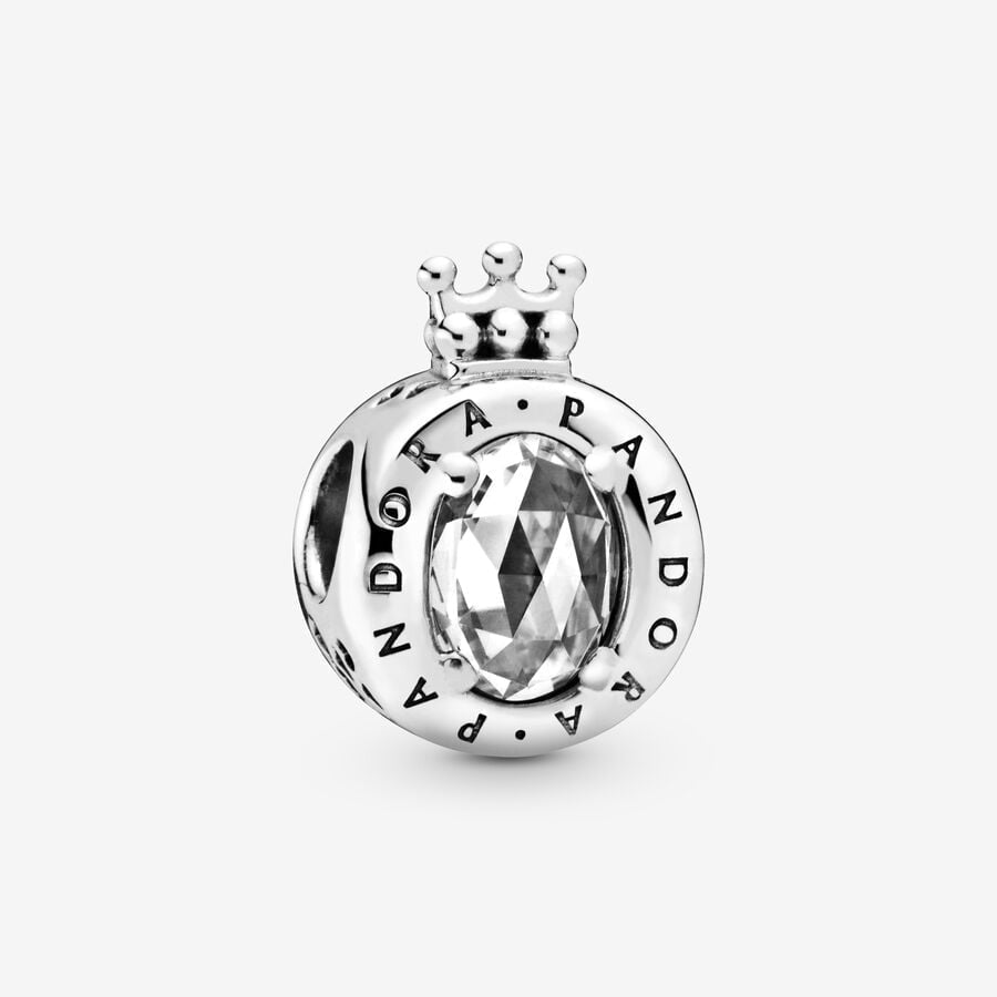 Charm Pandora Logo Corona Brillante Blanco