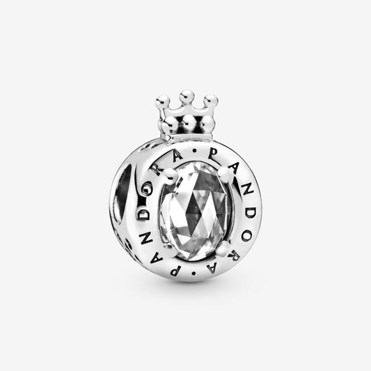 Charm Pandora Logo Corona Brillante Blanco