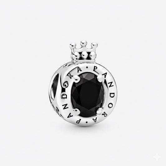 Charm Pandora Logo Corona Brillante Negra