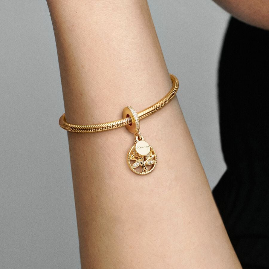 Charm Pandora colgante Herencia Familiar Dorado