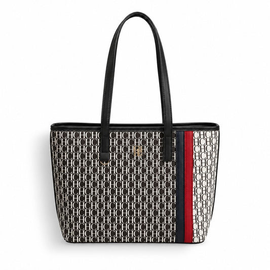 Cartera Carolina Herrera Grande Con Logotipo Color Negro