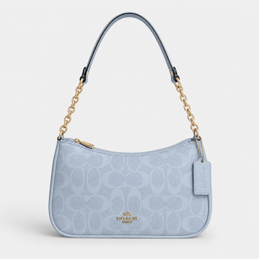 Cartera Coach De Hombro Mediana Teri Color Celeste Matte