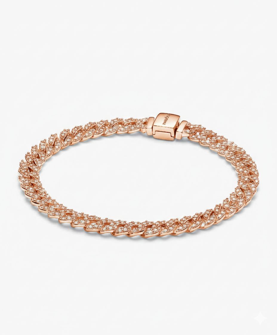 Pulsera Pandora Cadena Cubana Rose Gold