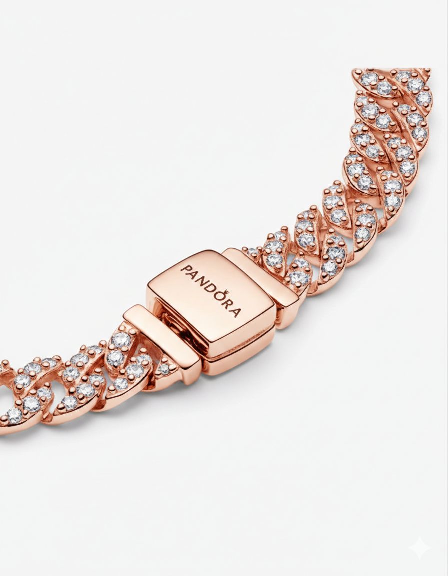 Pulsera Pandora Cadena Cubana Rose Gold